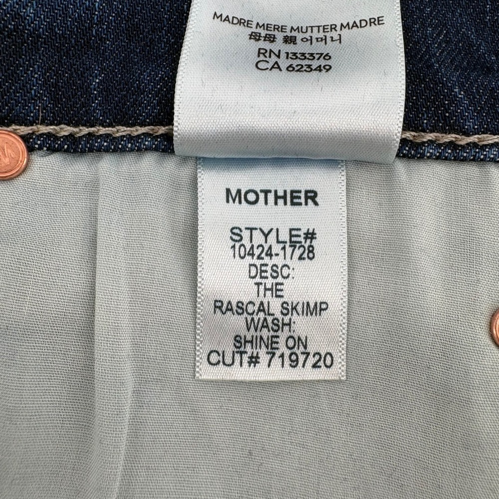 MOTHER The Rascal Skimp Jeans Shine On Dark Blue Straight Leg 10424-1728 Size 29 - Picture 9 of 12